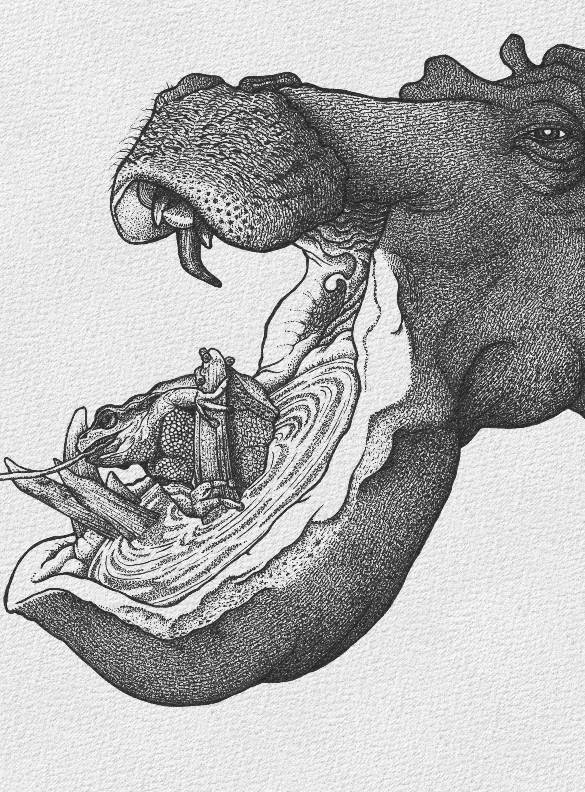 Stampa Illustrazione “Ecosistema sospeso di un Ippopotamo”