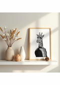 Stampa illustrazione Ritratto Giraffa, arte surreale animali dotwork bianco e nero, Francesco Pulinas