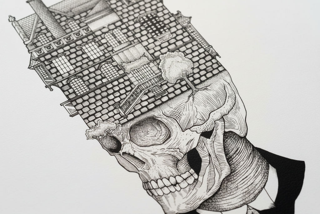 Illustrazione skull su sfondo bianco