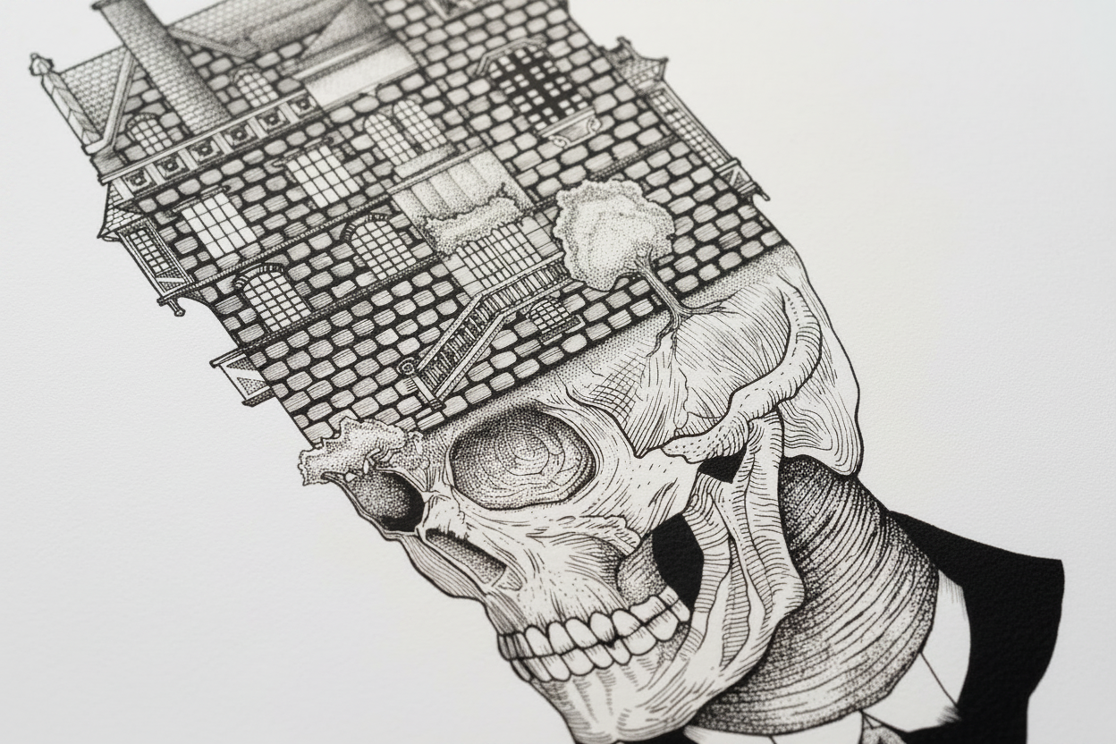 Illustrazione skull su sfondo bianco